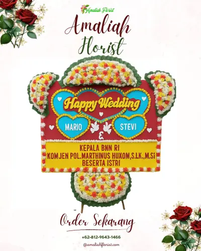 Karangan Papan Bunga Pernikahan di Sendana